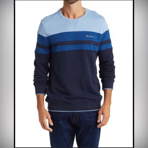 BEN SHERMAN BLUE COLOURBLOCK SWEATSHIRT - Picture 2 of 6
